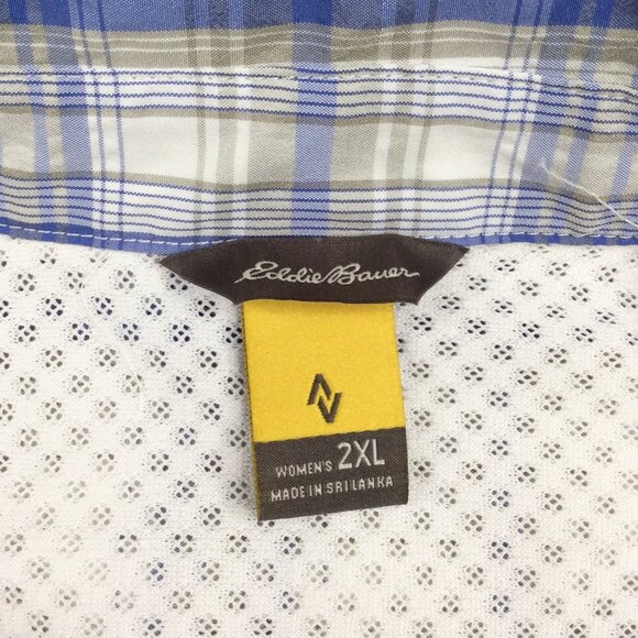Eddie Bauer Travex Top Womens Size 2XL Plaid Vented Outdoor Short Sleeve Button - Picture 7 of 8